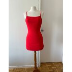 Robe rouge  cotes dcollet carr  fines bretelles shein trs rouje / red dress with square neckline ...