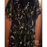 Robe shein pour femme 2xl avec motif floral et d�tails cousu et tulle � manches courtes, mi - longue, ...