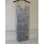 Robe de soire / habille gris velours avec bretelles perles taille 36 neuve marque : etam