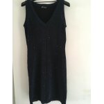 Robe de soire sans manche noir chin bleu brillant avec sequins