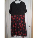 Robe taille 46 - 48 noir bas noir et rouge floral