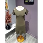Robe / tee shirt long kaki avec broderie sur les manches