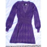 Robe / tunique h&m , mauve , en laine trs fine avec fils dors, taille 36