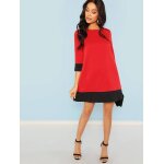 Robe tunique rouge bordures noires manches 3 / 4 tl