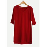 Robe tunique rouge. manches 3 / 4. camaieu. taille 36