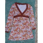 Robe / tunique zara trf , marron  fleurs jaunes , manches longues , taille 36