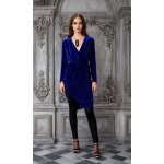 Robe en velours bleu royal  strass ? dcollet cache - c?ur et coupe moulante lgante