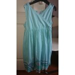 Robe vertbaudet coton 10 ans bleu turquoise dos macram