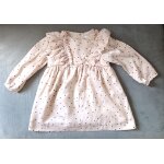 Robe vieux rose a pois noirs manches longues. zara. taille 18 / 24 mois. 92 cm.