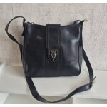 Sac bandouli�re lancaster vintage cuir noir femme rabat fermoir coeur