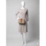 Sac � bandouli�re r�glable beige et marron 3 poches texier