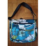 Sac besace avec motif de fleurs bleues tropicales