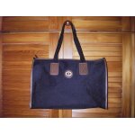 Sac cabas carlton en tissu noir bordé bande marron Sac cabas carlton en tissu noir bordé bande marron