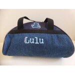 Sac demi lune lulu castagnette en toile jean bleue en tbe