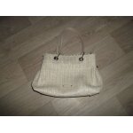 Sac fuchsia paris beige style paille et simili cuir port paule