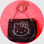 Sac jean noir brodé hello kitty, victoria couture Sac jean noir brodé hello kitty, victoria couture