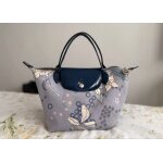 Sac longchamp le pliage �dition limit�e  ; flowers & stars ; � bleu / gris � rare