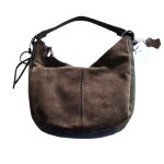 Sac � main francinel cuir tons kaki taupe gris