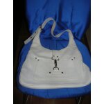 Sac  main lancaster cuir blanc 37 x 24cm.