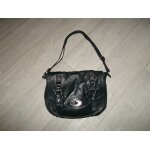Sac  main lancaster cuir noir bandoulire tbe