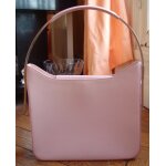 Sac  main lancel vintage cuir lisse rigide rose lilas tbe