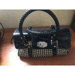 Sac  main pied de poule noir et blanc et verni noir morgan