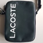 Sacoche cuir & nylon kaki lacoste