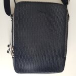 Sacoche verticale unisexe chantaco en cuir noir lacoste