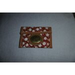 Safta portefeuille porte cartes toil� plastifi�e rouge fleuri 12. 5x9. 5cm