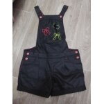 Salopette short toile enduite noire / détails fluos orchestra - 8 ans Salopette short toile enduite noire / détails fluos orchestra - 8 ans