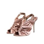 Sandales � bride arri�re fronc�es en satin bronze
