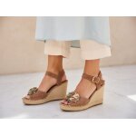 Sandales en daim beige talons compens�s taille 37 la maison de l'espadrille