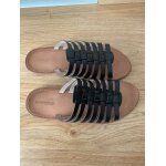 Sandales mules en cuir noir taille 44 marque les tropziennes