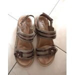 Sandales rieker 36 beige et marron nu - pieds semelles compenses chaussures femme cuir avec scratchs ...
