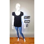 See u soon taille 36 superbe blouse manches courtes noire velours fines côtes See u soon taille 36 superbe blouse manches courtes noire velours fines côtes