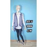 See u soon taille s / m 38 superbe gilet long blanc bleu rayures cardigan