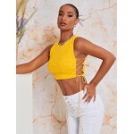 Shein bae top sansmanches court � lacets textur�