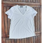 T - shirt blanc col v avec dentelle femme taille l marque shein