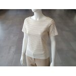 T shirt blanc avec fines rayures dor�es taille unique alain manoukian