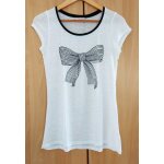 T shirt blanc imprim� noeud noir. camaieu. taille 36