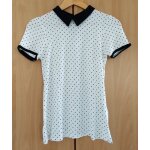 T shirt blanc a points noirs. col claudine. pimkie. viscose. taille 36