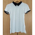 T shirt blanc a points noirs. col claudine. pimkie. viscose. taille 36