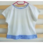 T - shirt blanc � quadrillage bleu et noeud. etam. taille 38