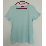 T - shirt bleu ciel c�tel�. tissaia. viscose. taille 46 - 48
