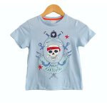T shirt bleu ciel � t�te de mort et �p�es. la redoute. coton. taille 8 ans. 126 cm