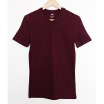 T shirt bordeaux chin. col en v. slim fit. h&m. coton. polyester. taille 36