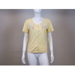T shirt boutonn� jaune avec broderies taille 2 alain manoukian
