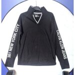T - shirt calvin klein noir col v ouvert ecritures manches longues v�tement tendance mode hommes