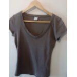 T - shirt cama�eu marron / taupe col �vas� � 100% coton � taille s / m