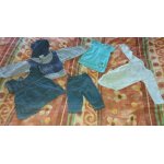 T - shirt � capuche manche longues ray� marine blanc + robe grise + t - shirt turquoise + cal�ons gris ...